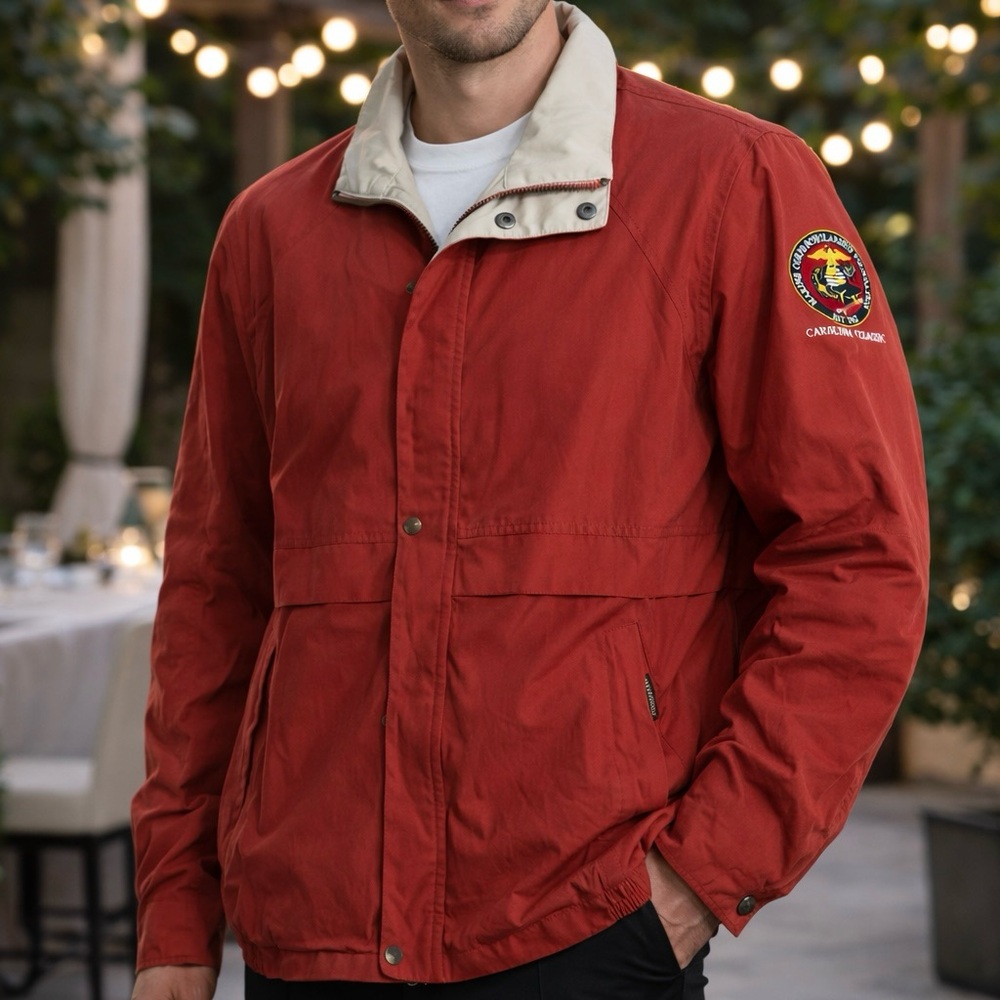 Weatherproof Vintage NWT Red Zip Front Jacket Marine Corps Patch Men’s Size L
